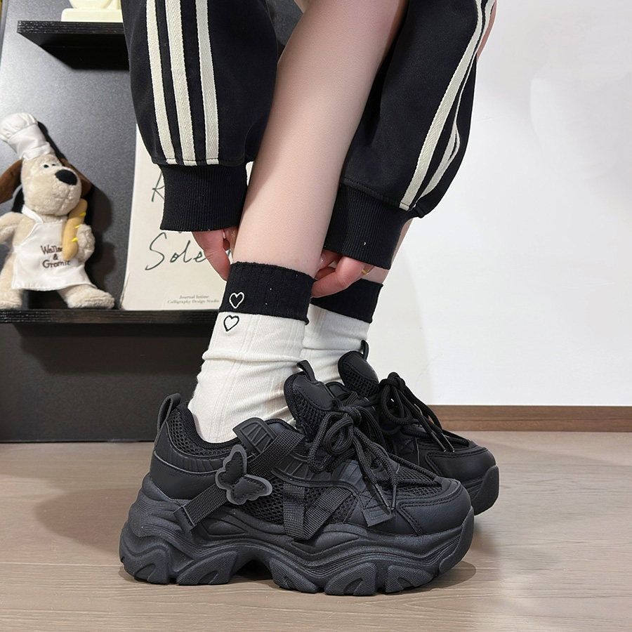 黑色蝴蝶运动鞋女2026新