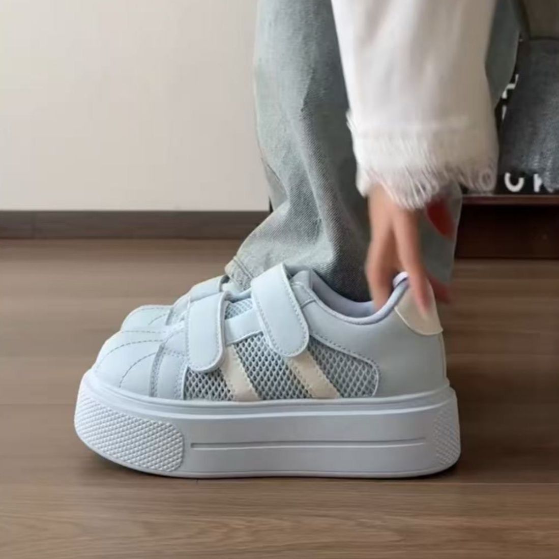 增高5cm韩系厚底面包鞋20