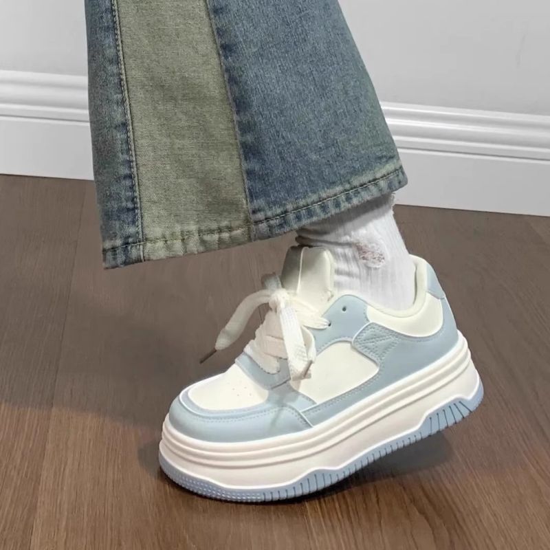 爆款皮面厚底小白鞋女202