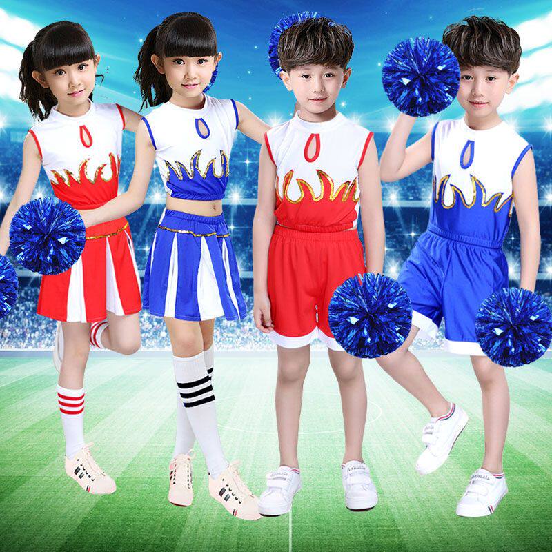 拉拉队服儿童啦啦操服装男女啦啦队中小学生运动会啦啦裙演出服装