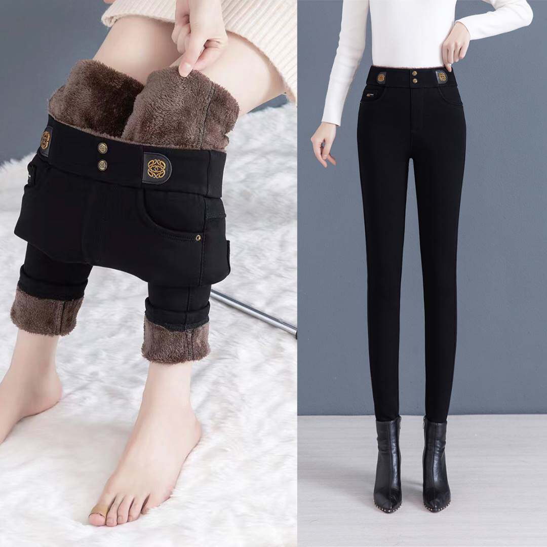 丽妮菲服饰红雨娟高腰加绒加厚外穿小脚打底裤显瘦保暖休闲魔术裤