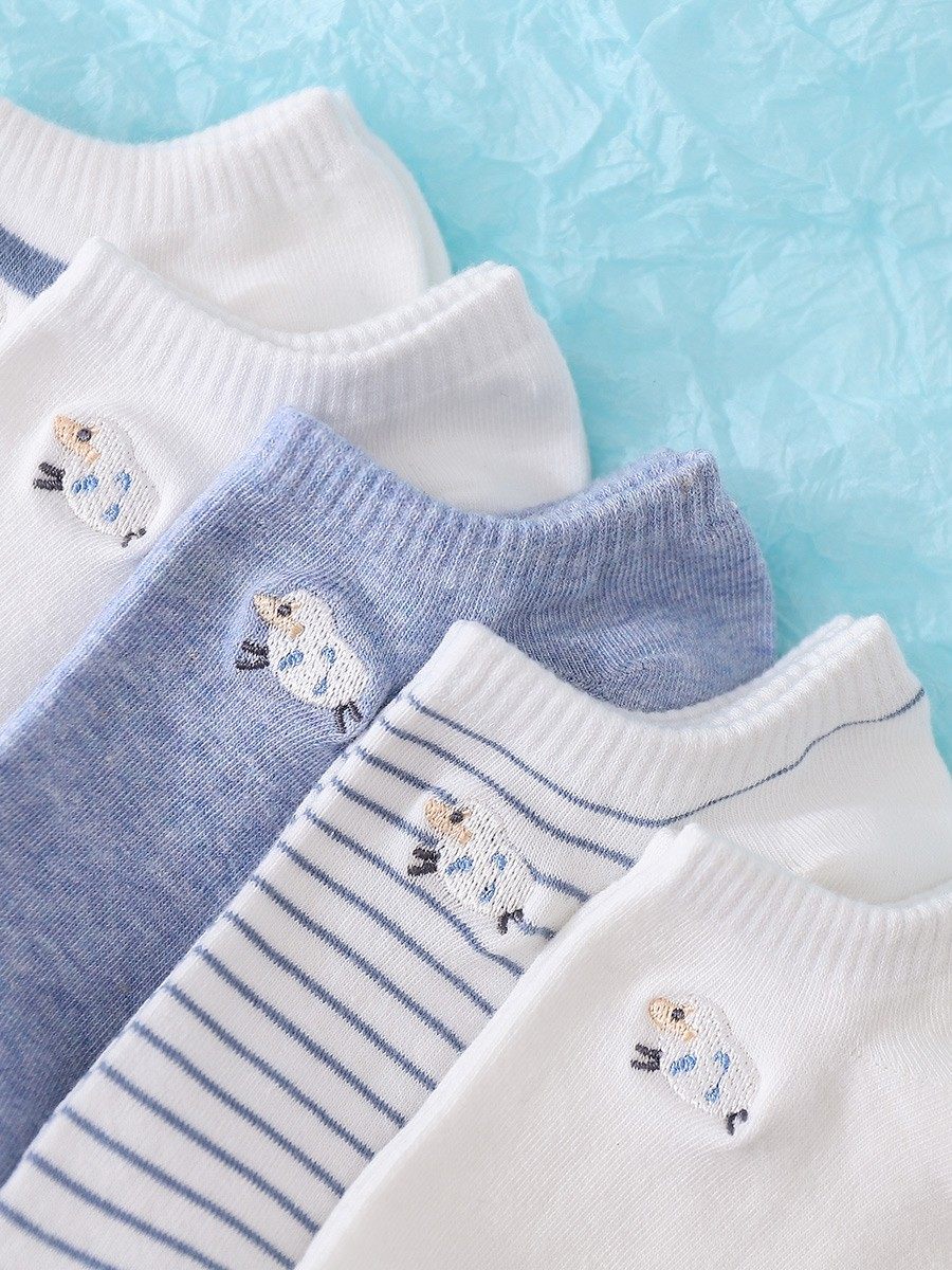 袜子女短袜浅口夏季纯棉薄款ins潮可爱日系韩国刺绣春夏短筒船袜