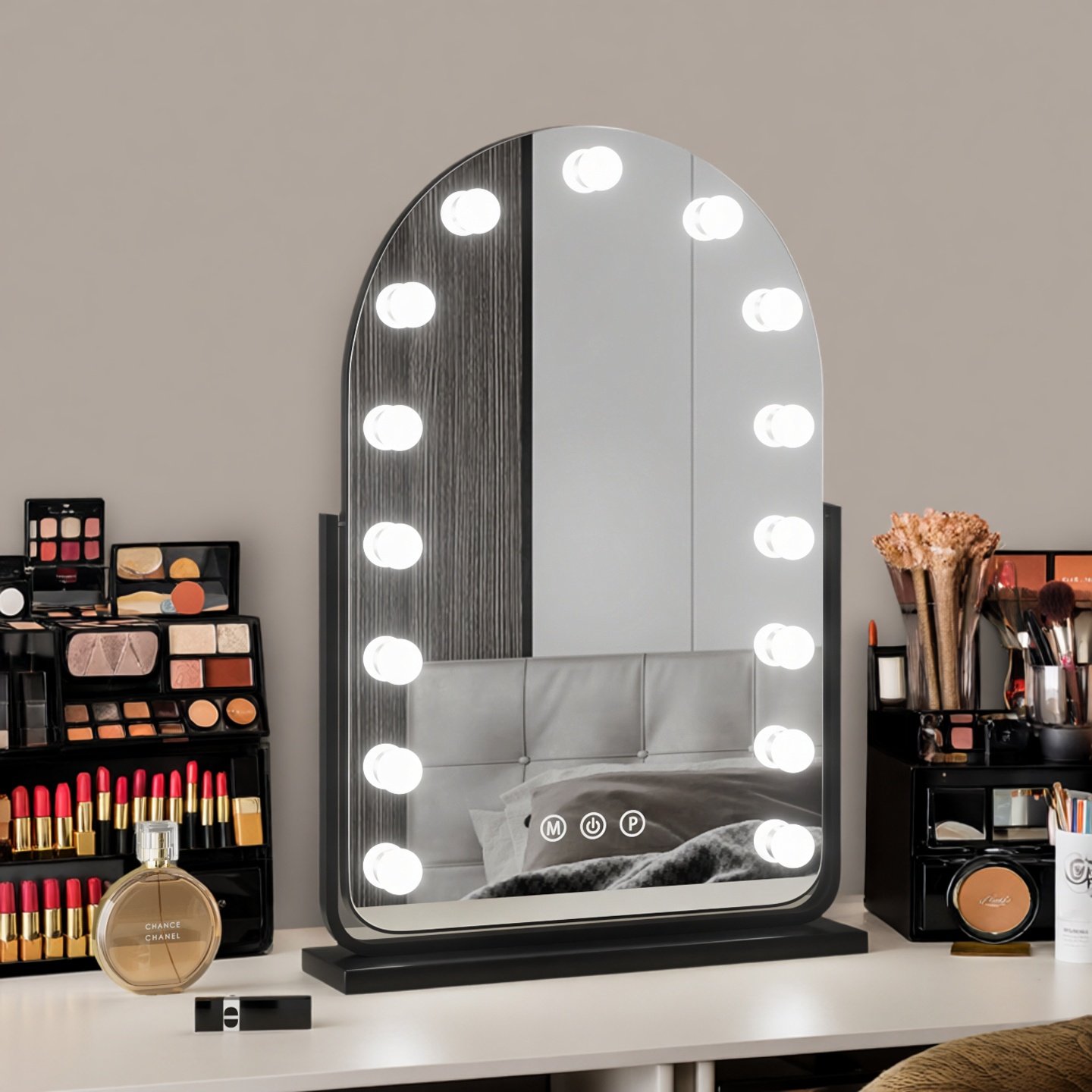 LED化妆镜台式旋转带灯