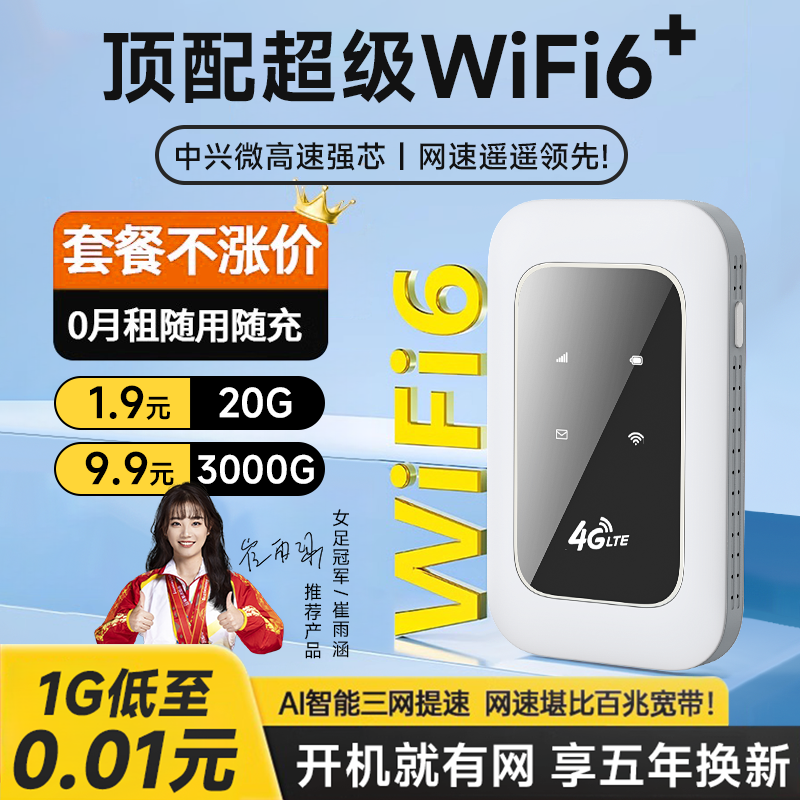 随身wifi移动无线网络wi-fi6全国通用4G不限速纯流量适用于5g小米华为免插卡宿舍电脑上网神器2024新款路由器-封面