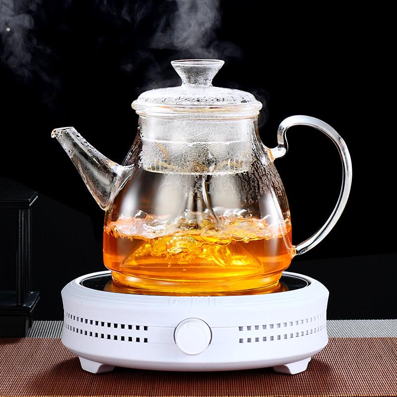 喷淋煮茶器全玻璃蒸茶壶 黑晶炉蒸汽煮茶壶黑茶 茶水分离煮泡茶.