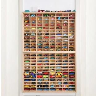 实木多美卡小汽车收纳柜墙上玩具置物架多层车模展示架1 64车收纳