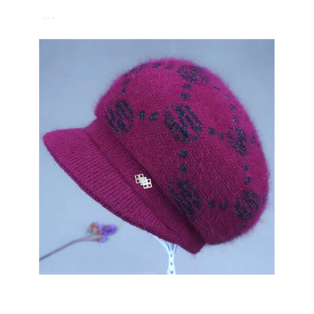 新款冬季中老年人毛线帽女士时尚优雅加厚保暖护耳针织帽子围巾套