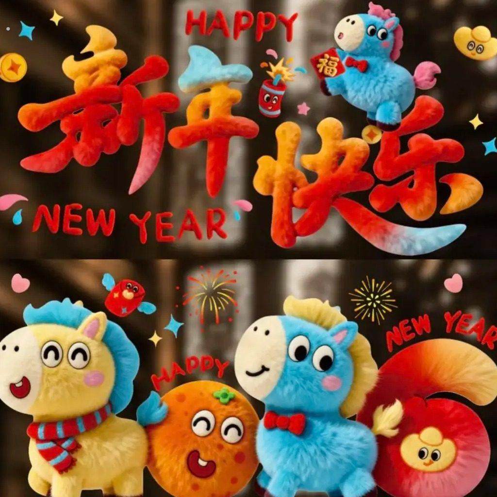 【毛绒视觉】可爱小马静电贴2026新年装饰玻璃贴汽车饰品汽车玻璃,节庆用品/礼品,喜字/剪纸/贴纸,淘宝优惠券,粉丝福利购,淘宝优惠卷