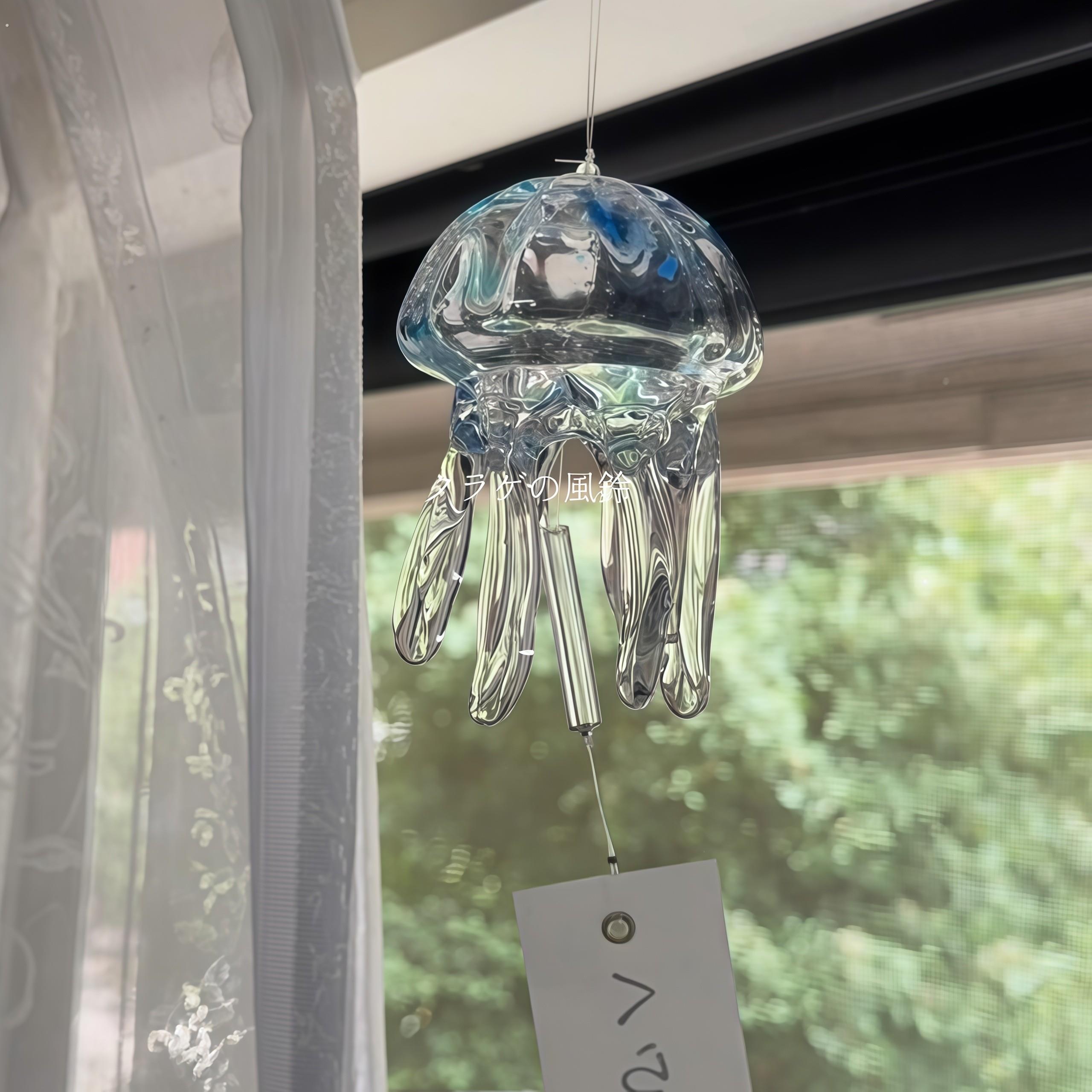 水母风铃挂件日式玻璃挂件室内挂饰解压治愈梦幻工艺礼品摆饰送朋