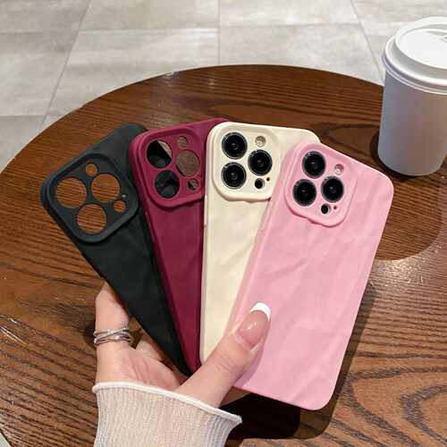 高级感适用iphone17/14promax手机壳13/11磨砂褶皱12软套防摔16