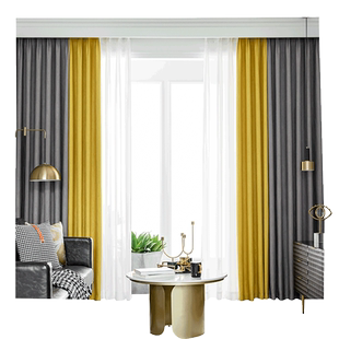 绍兴柯桥2025年特价加厚全遮光棉麻窗帘卧室客厅黄色布料清仓处理