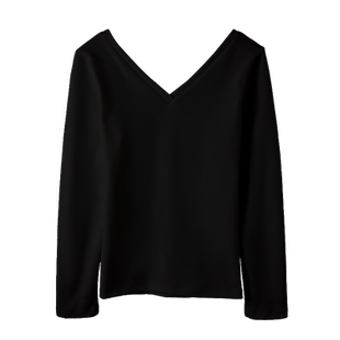 烟灰色v领打底衫女内搭长袖2025年秋冬新款低领加绒加厚紧身上衣