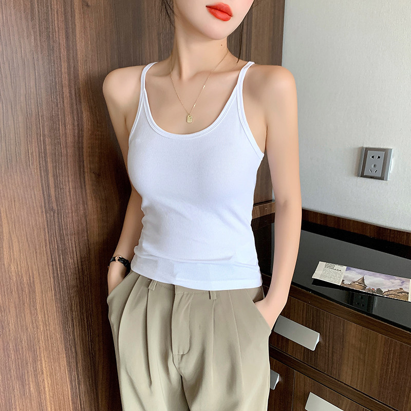 白色螺纹吊带背心女内搭2025年夏季新款小众设计感气质百搭上衣潮,女装/女士精品,背心吊带,淘宝优惠券,粉丝福利购,淘宝优惠卷
