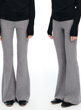 dat.明後日 休闲慵懒弹力针织磨毛显瘦秋冬抽绳修身喇叭裤