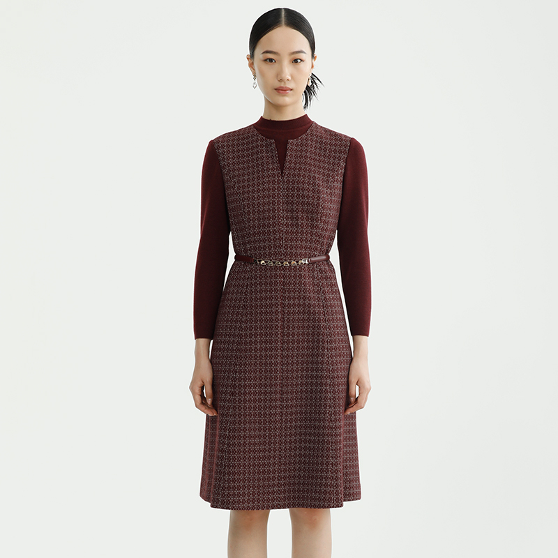 戴布拉芬新款冬季轻熟风连衣裙女收腰御姐高级感时尚大气显瘦裙子