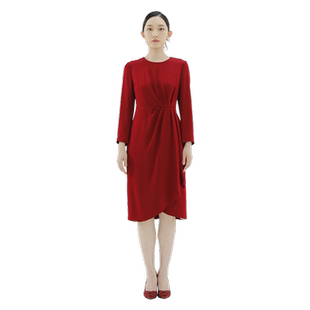 戴布拉芬品牌新款秋季圆领时尚复古不规则下摆高端典雅连衣裙女