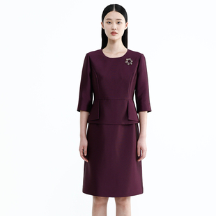 时尚 戴布拉芬新款 假两件中长款 小众设计感连衣裙女 秋季 大气七分袖