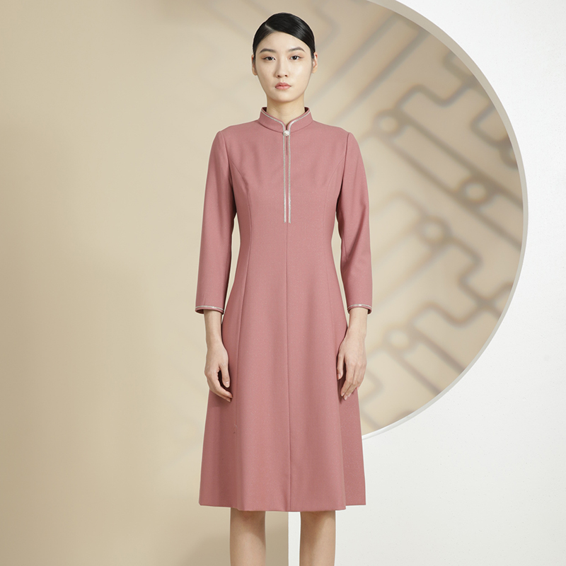 戴布拉芬连衣裙l25a524旗袍领