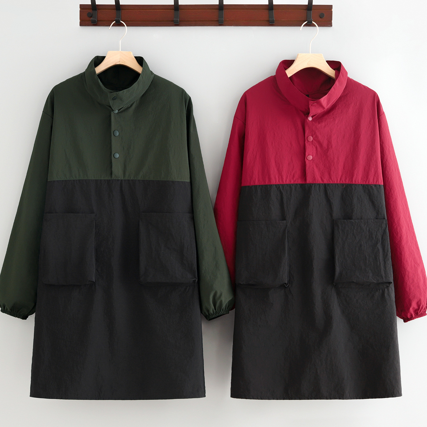 简约长袖围裙家用厨房防污罩衣