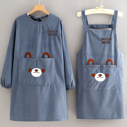 罩衣浩瑾条绒防污耐脏卡通