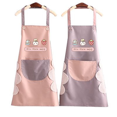 时尚韩版家用厨房围裙防水防油无袖可擦手女工作服奶茶店围腰定制