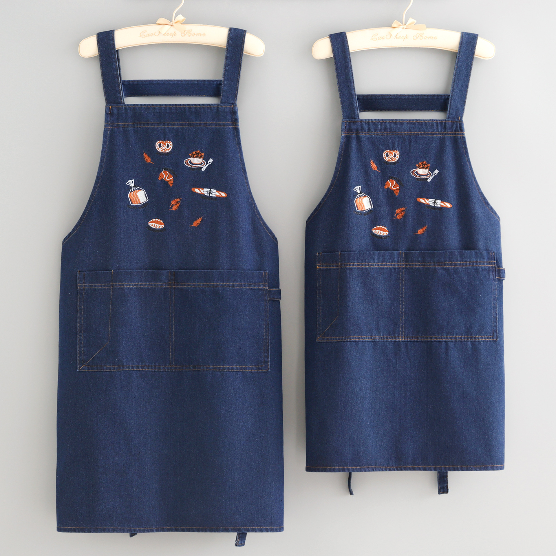 牛仔围裙女家用厨房防污透气