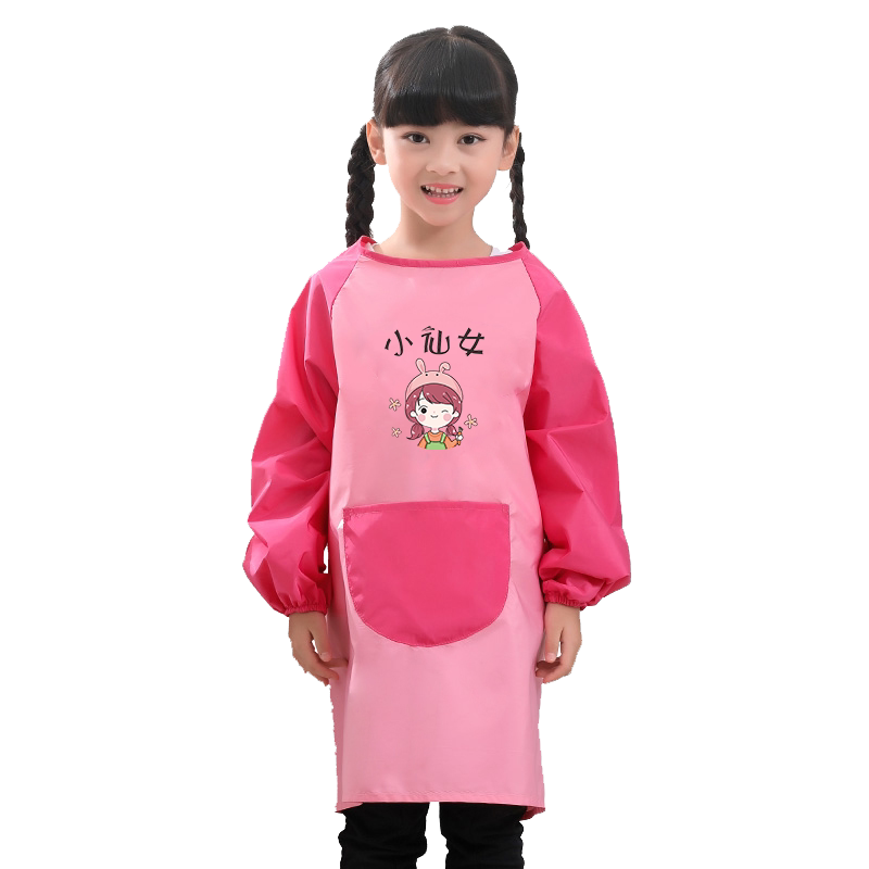 幼儿园宝宝吃饭长袖围裙定制logo
