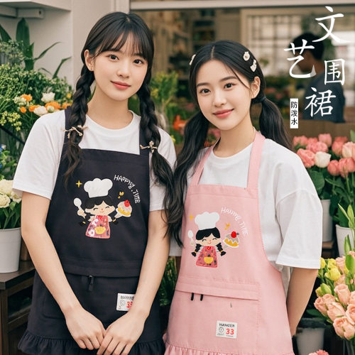 时尚新款防泼水围裙家用厨房