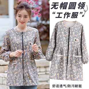 帆布罩衣耐磨大褂围裙厨房家用韩版 透气外套女成人餐饮上班工作服