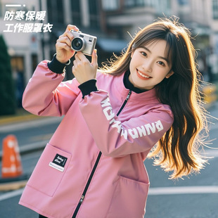 工作服外穿大褂男女款 防水加绒成人罩衣家用厨房做饭围裙冬季 长袖