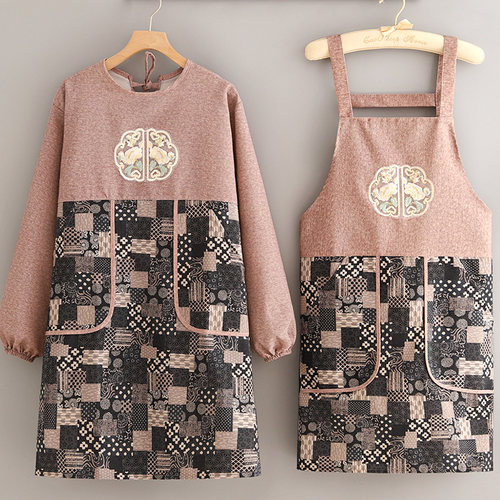 2024新款帆布长袖围裙家用