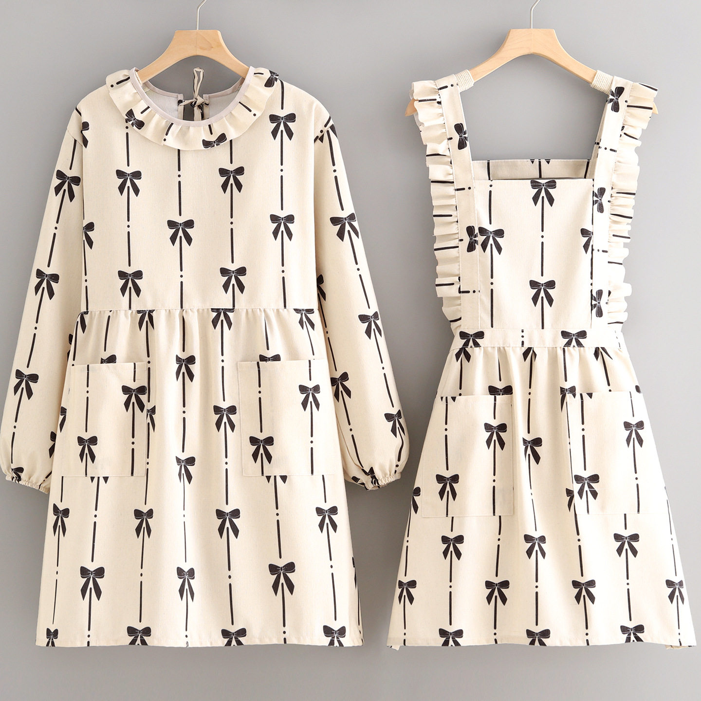 新款韩版围裙女厨房家用长袖防污