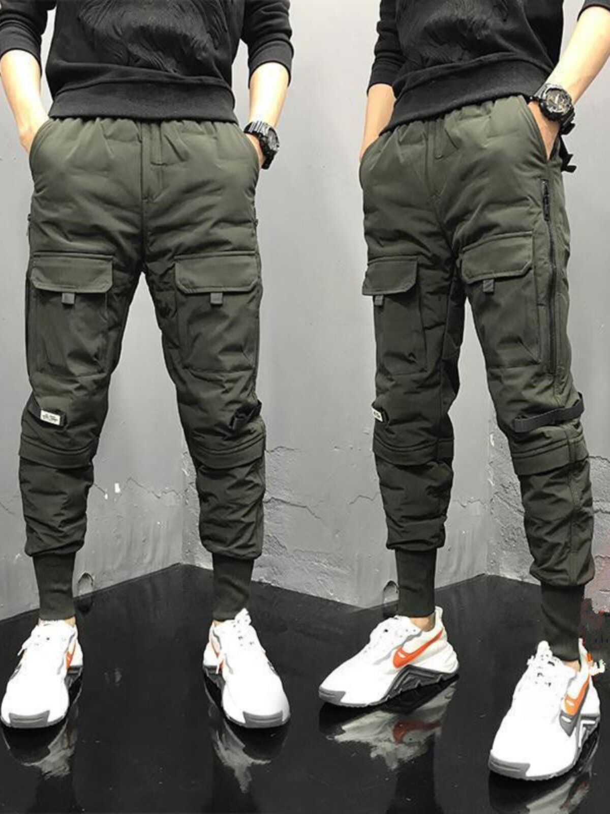 WORKWEAR DOWN PANTS MENS FASHION BRAND VERSATILE SLIM AND WARM CASUAL PANTS NEW WINTER YOUTH WEAR THICK LEGGINGS