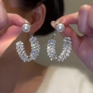 S925银针精致甜美珍珠麦穗叶子