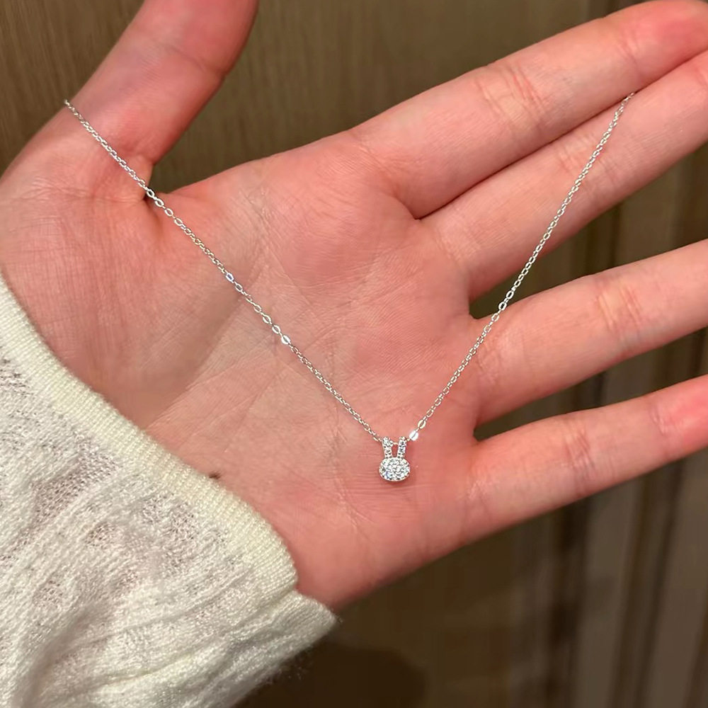 S999足银简约可爱兔子项链女气质