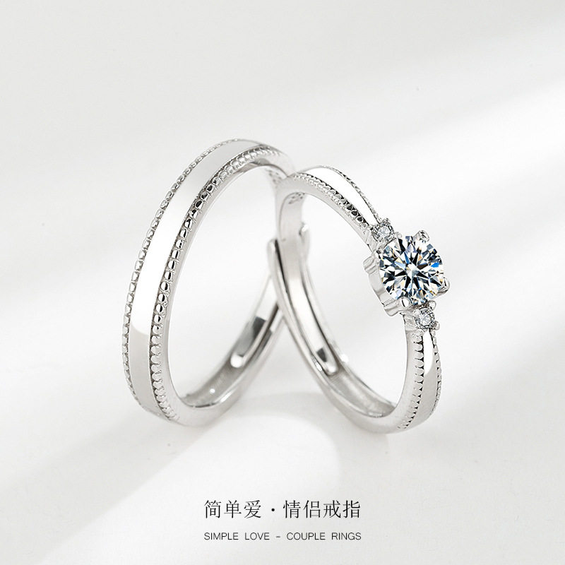 S925纯银情侣戒指一对个性ins风
