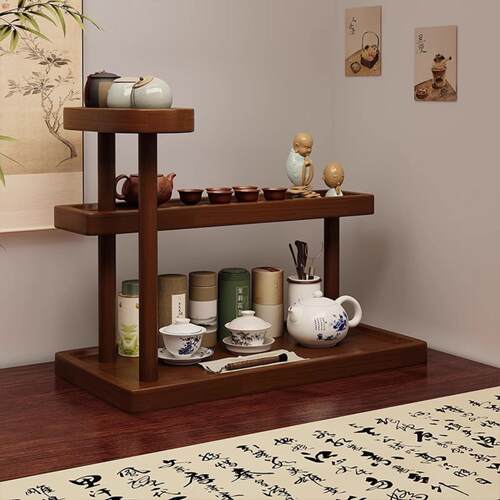 实木茶杯收纳架桌面置物架台面上