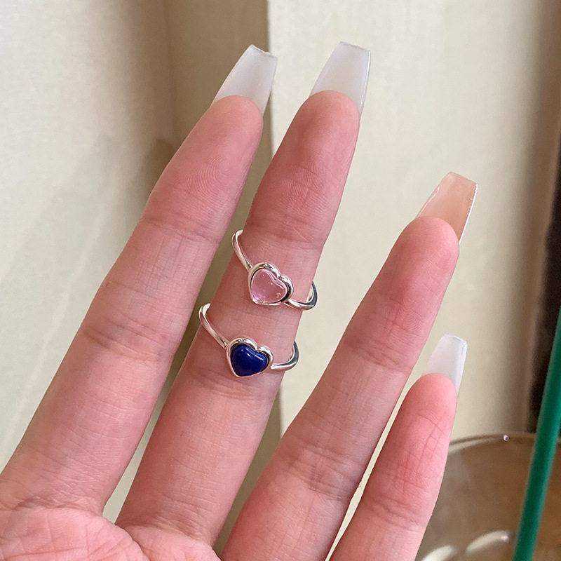 925纯银爱心戒指女韩版简约小巧