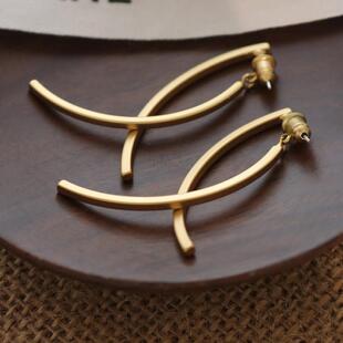 长款 镀金耳饰 交叉S925银针耳钉高级感百搭通勤设计耳环显脸瘦