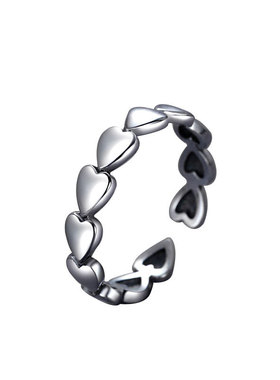 爱心光面小众设计ins风戒指s925纯银中性轻奢泰银复古款百搭女戒