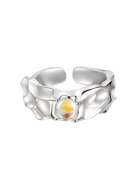 月光倾泻s925纯银戒指月光石猫眼石戒指轻奢冷淡风网红男女开口戒