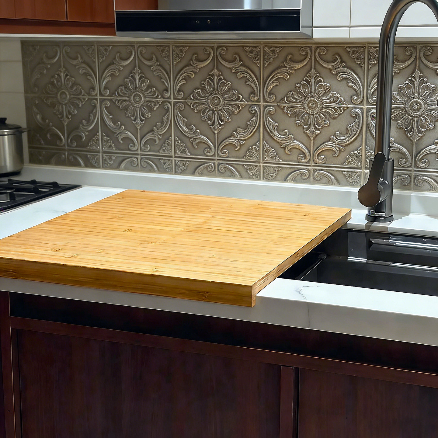 竹制水槽菜板家用面板大号案板厨房切菜板洗水池盖板隔板双面砧板