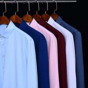 广东普宁衬衫冬季弹力保暖加绒加厚商务职业中年百搭商务绅士衬衫