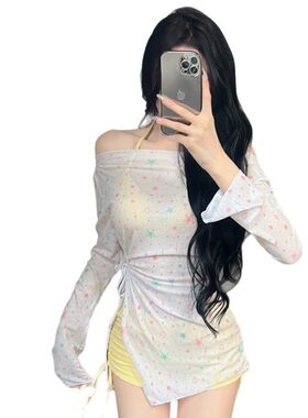 可爱碎花比基尼纯欲星星罩衫防嗮