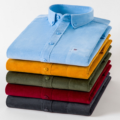 广东普宁衬衫全棉灯芯绒长袖衬衫