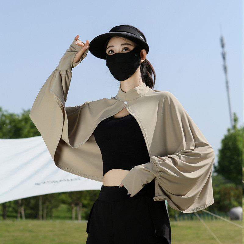 冰丝防晒披肩女款夏季透气防晒衣薄款2024新款披巾小披肩骑车斗篷