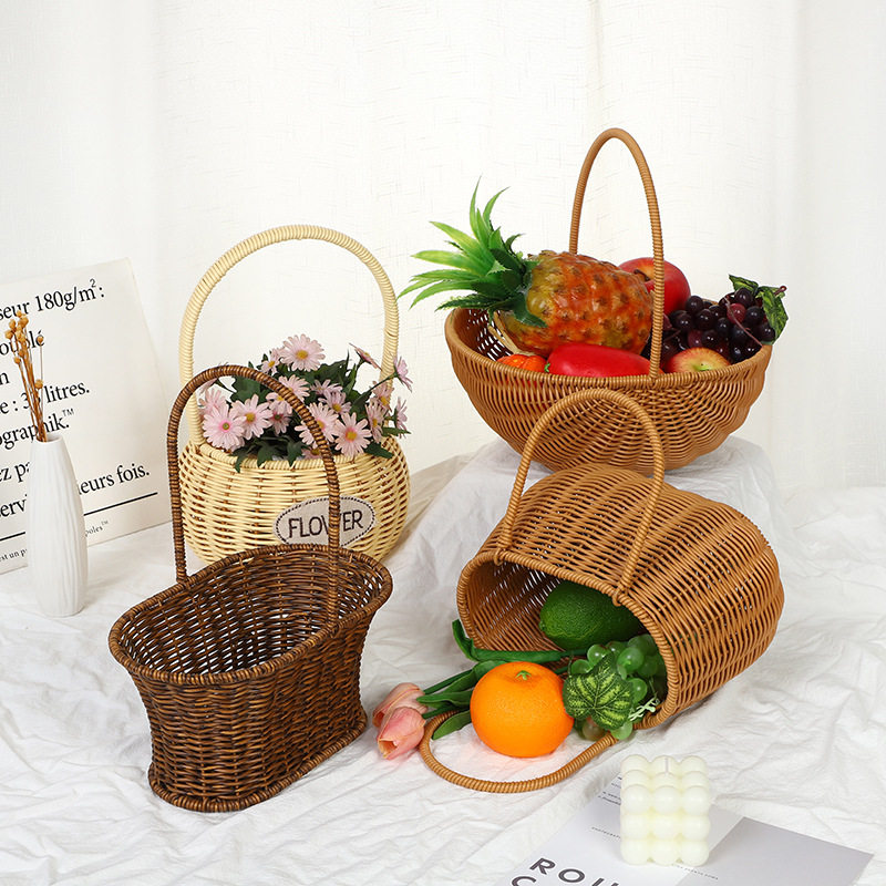 田园风系列藤编手提篮塑