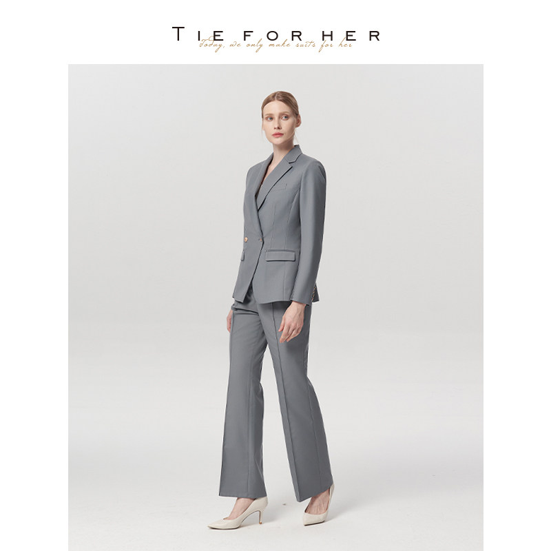 TieForHer 海鸥灰高级感职场通勤显高显瘦十二分阔腿裤女