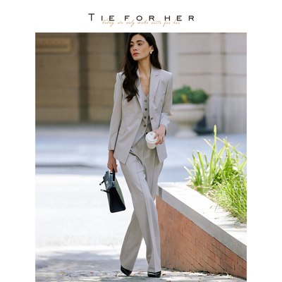 TieForHer奢华288色号2026夏新款 极光灰女士西装外套西裤连衣裙