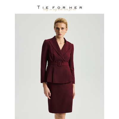 修身腰带款气质短款女士单西外套